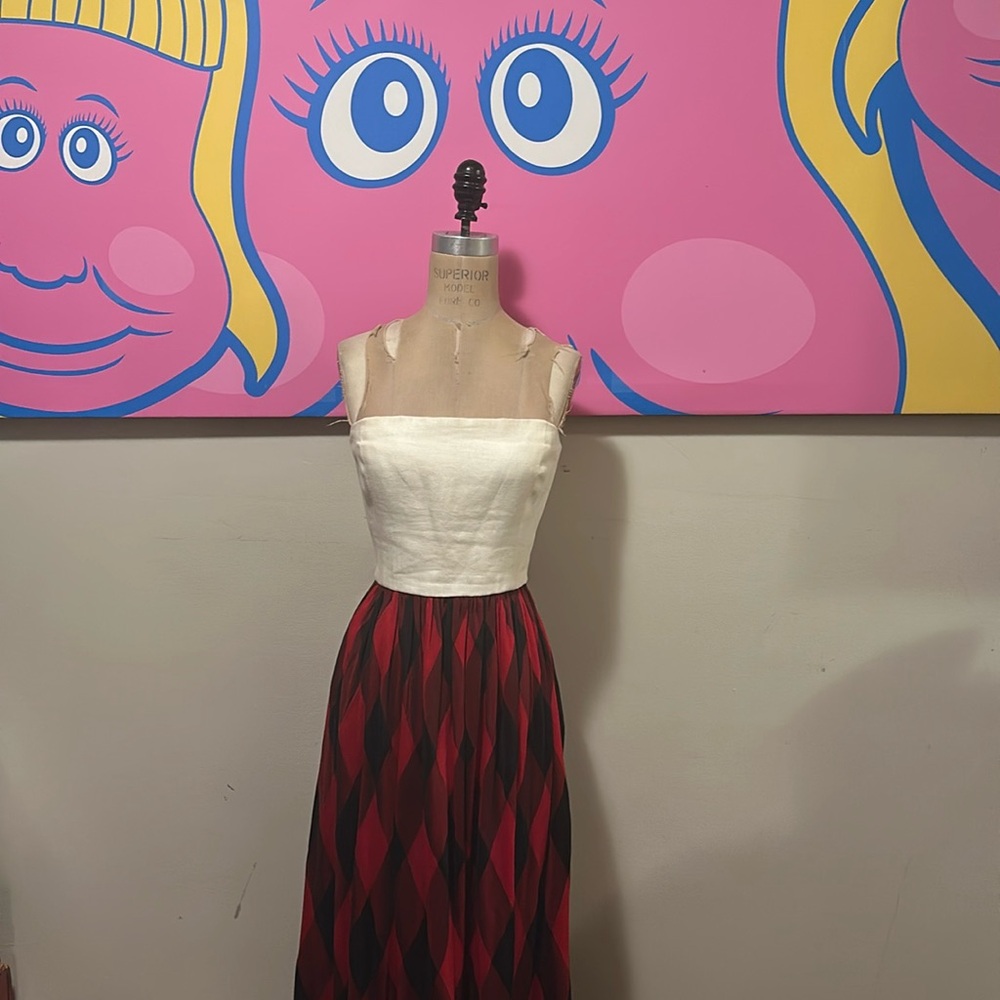 Bill Blass Harlequin Strapless Gown Long Dress